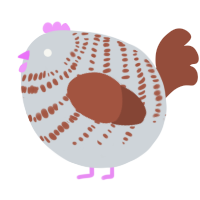 A mist and russet chicken with a bar pattern