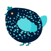 A tumblr and aqua chicken with a speckle pattern