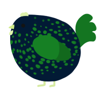 A tumblr and leaf chicken with a speckle pattern