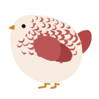 A cream and red chicken with a half-lace pattern