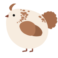 A cream and brown chicken with a neck-speckle pattern