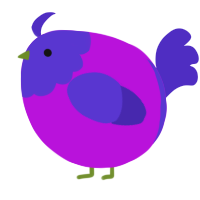 A amethyst and indigo chicken with a head pattern