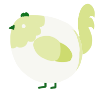 A white and lemon chicken with a head pattern