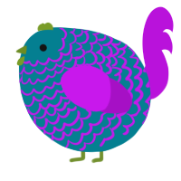 A sea and amethyst chicken with a lace pattern
