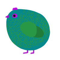 A teal and viridian chicken with a double-lace pattern