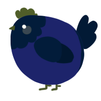A navy and tumblr chicken with a head pattern