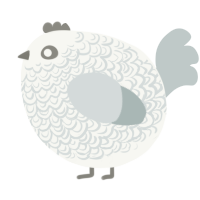 A white and silver chicken with a double-lace pattern
