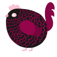 A sable and maroon chicken with a lace pattern