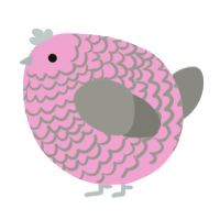A pink and ash chicken with a lace pattern