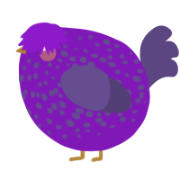 A violet and overcast chicken with a speckle pattern