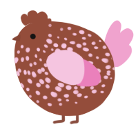 A russet and pink chicken with a speckle pattern