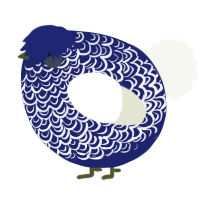 A navy and white chicken with a double-lace pattern
