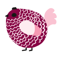 A maroon and rose chicken with a lace pattern
