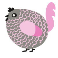 A ash and pink chicken with a lace pattern