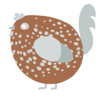A brown and silver chicken with a speckle pattern
