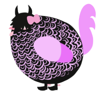 A black and lavender chicken with a double-lace pattern
