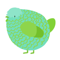 A mint and grass chicken with a lace pattern