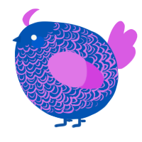 A ultramarine and orchid chicken with a double-lace pattern