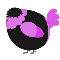 A sable and orchid chicken with a head pattern