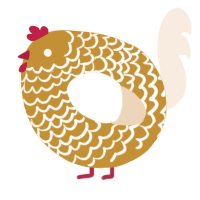 A gold and cream chicken with a lace pattern