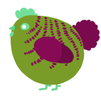 A chartreuse and wine chicken with a half-bar pattern