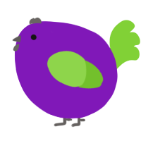 A violet and grass chicken