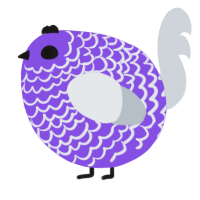 A blurple and mist chicken with a lace pattern