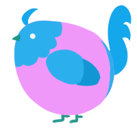 A lavender and sky chicken with a head pattern