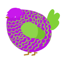 A amethyst and grass chicken with a lace pattern