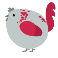 A silver and crimson chicken with a neck-speckle pattern