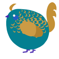 A sea and gold chicken with a half-lace pattern