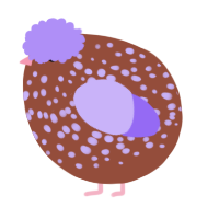 A russet and lilac chicken with a speckle pattern