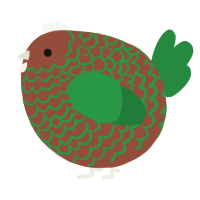 A russet and viridian chicken with a lace pattern