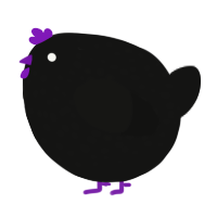 A black chicken with a speckle pattern