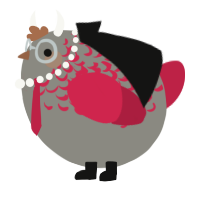 A ash and crimson chicken with a half-lace pattern