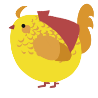 A yellow and orange chicken with a half-lace pattern