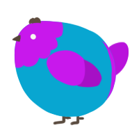 A cerulean and amethyst chicken with a head pattern