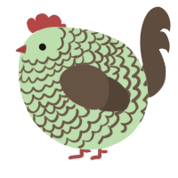 A gluppy and bark chicken with a lace pattern