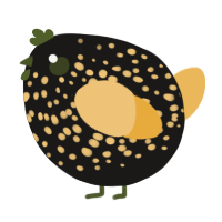 A sable and honey chicken with a speckle pattern