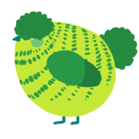 A lime and viridian chicken with a bar pattern