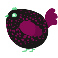 A sable and wine chicken with a speckle pattern