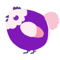 A violet and rose chicken with a head pattern