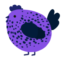 A blurple and tumblr chicken with a speckle pattern