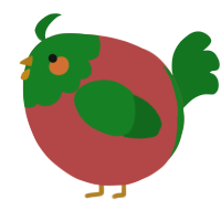 A red and leaf chicken with a head pattern