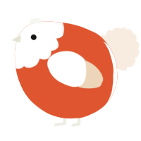 A vermilion and cream chicken with a head pattern