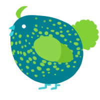 A sea and grass chicken with a speckle pattern