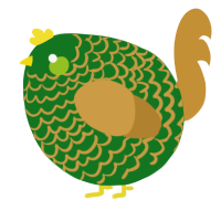 A leaf and gold chicken with a lace pattern