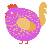 A orchid and honey chicken with a speckle pattern