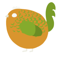 A orange and chartreuse chicken with a half-lace pattern