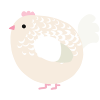 A cream and white chicken with a half-lace pattern